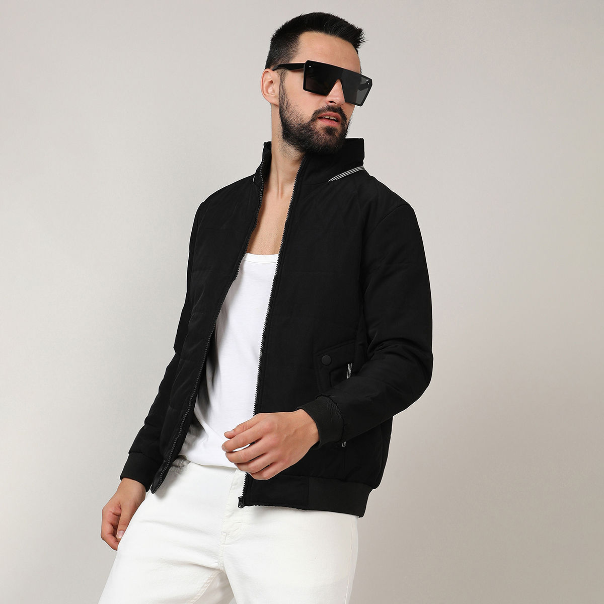 Campus sutra black bomber jacket best sale