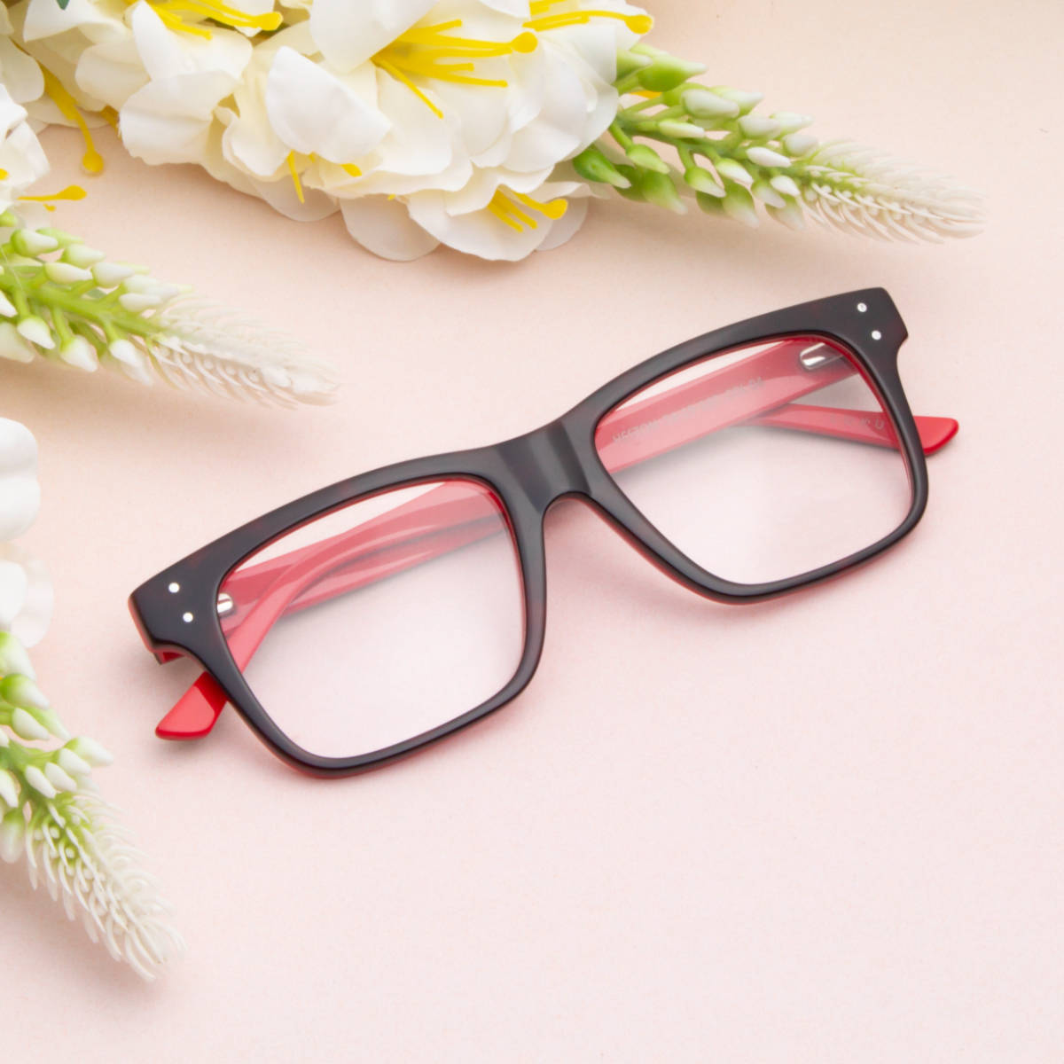 TED SMITH Demi Red Square Premium Italian Acetate Frame For Unisex (HESTON 1.0_C4)