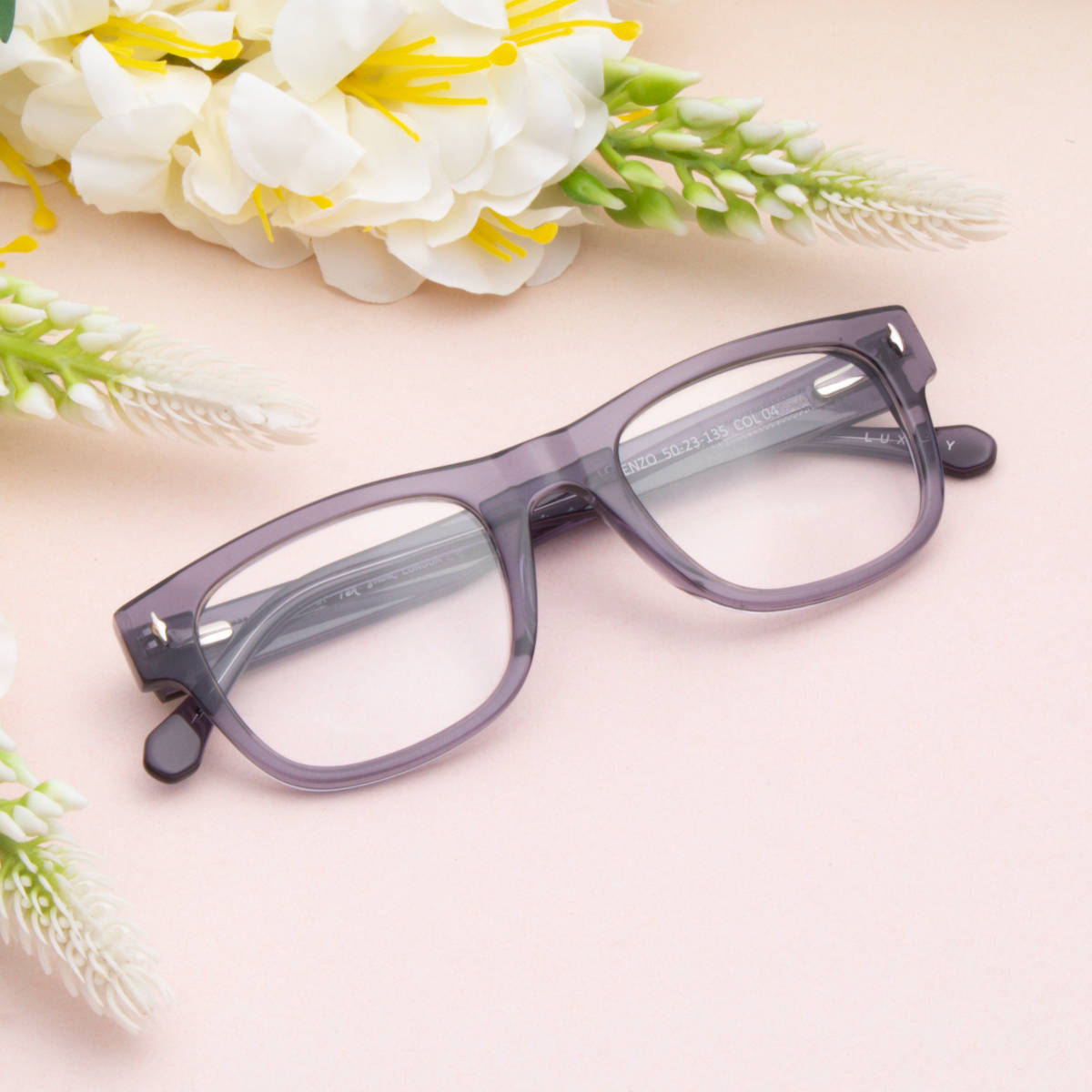 TED SMITH Grey Square Premium Italian Acetate Frame For Unisex (LORENZO_C4)
