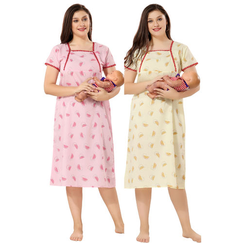 Buy PIU Pink Yellow Feeding Cotton Half Sleeves Watermelon Print