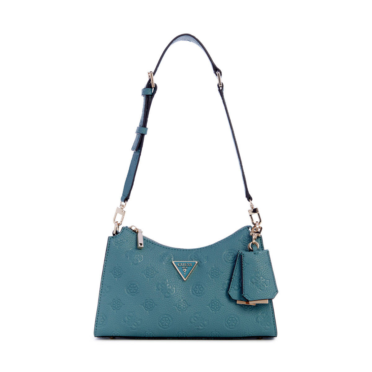 Guess Blue Textured Shoulder Bag with Detachable Strap