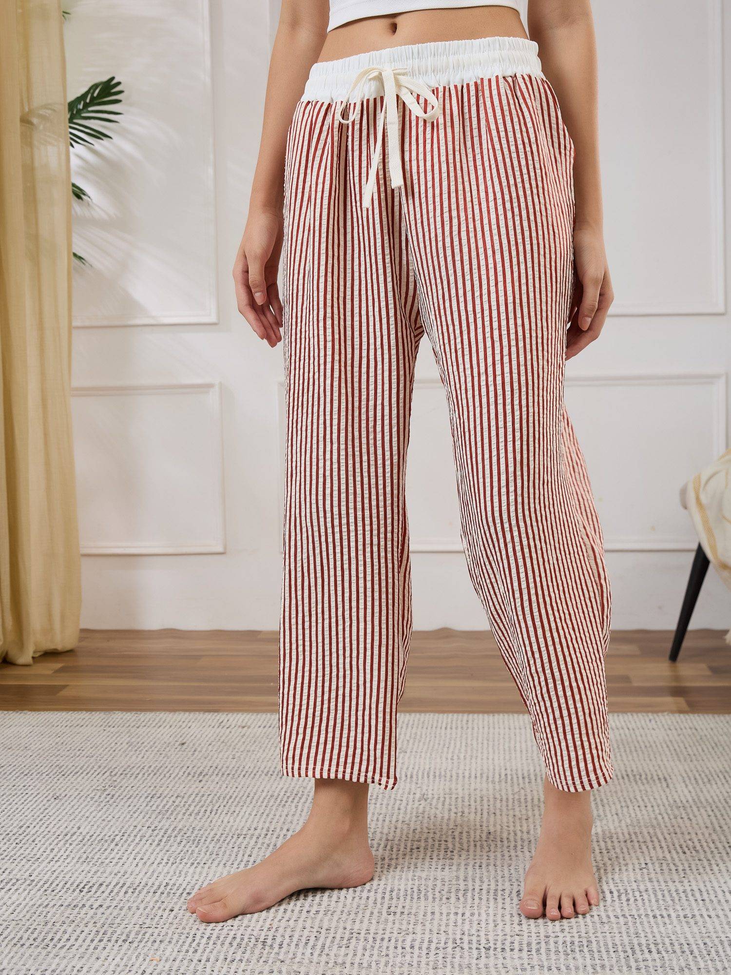 G Heist Women Striped Summer Red Lounge Pant
