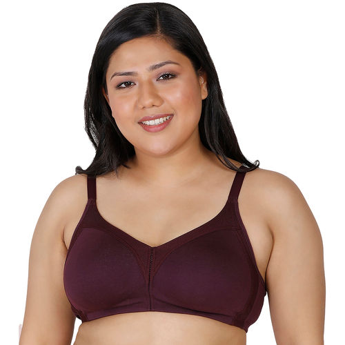 Enamor – M-FRAME JIGGLE CONTROL FULL SUPPORT STRETCH COTTON (Color –  Purple) BRA (AB75) 01N