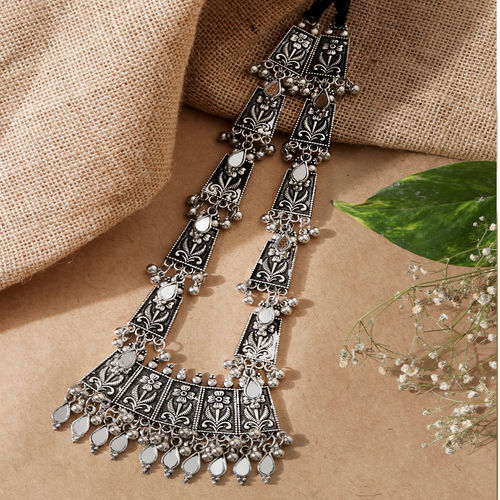Fida Wedding Silver Mirror Work Tribal Necklace For Women(OAW21FIJN142)(1)