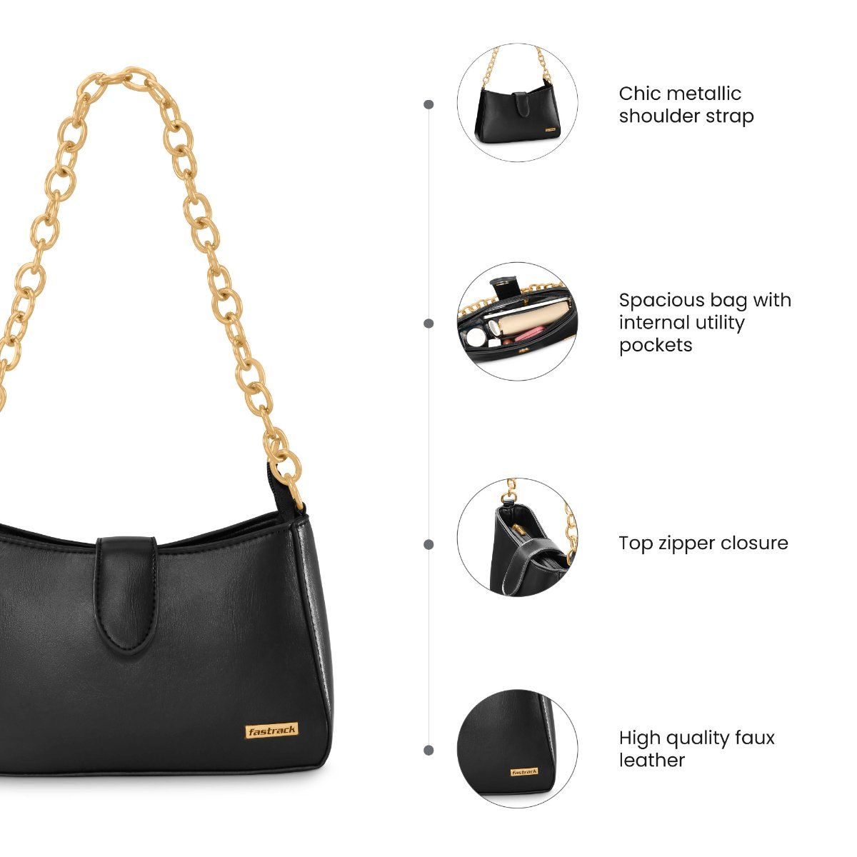 Buy Fastrack Women Black Shoulder Bag Online