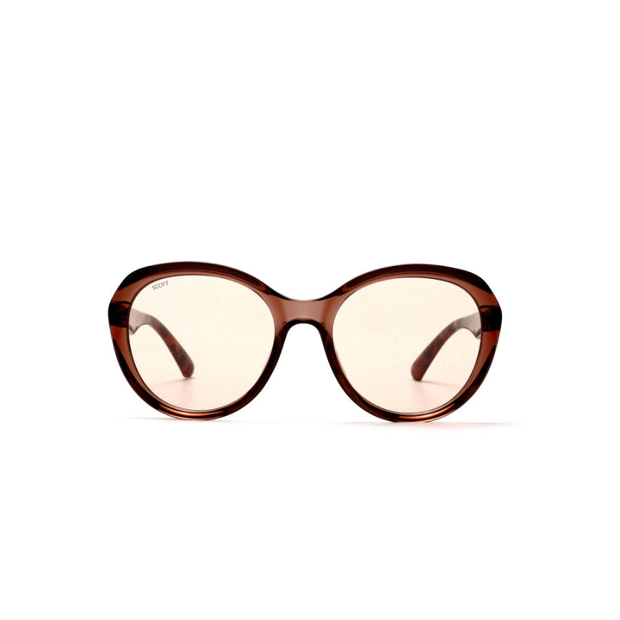 Scott Brown Lens Round UV Protected Sunglass Full Rim Brown Frame With UV Protection