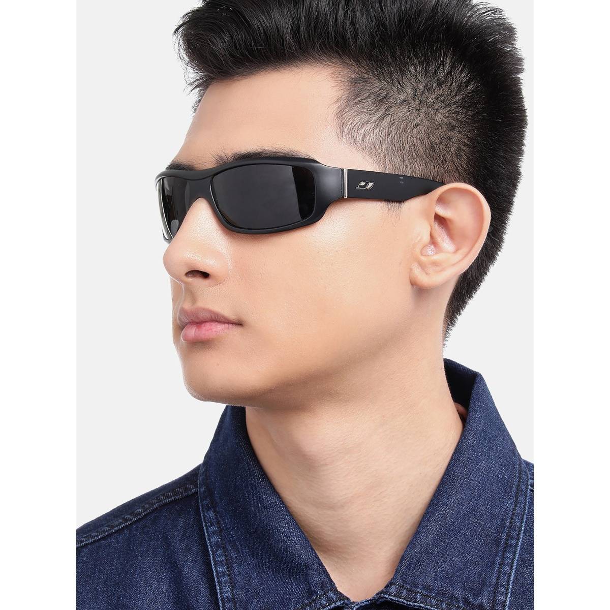 Carlton London Black with Polarised Lens Sports Sunglasses (CLSM490)