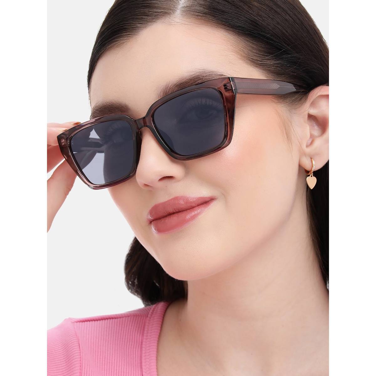 Carlton London Brown Toned with Polarised Lens Rectangle Sunglasses (CLSW453)