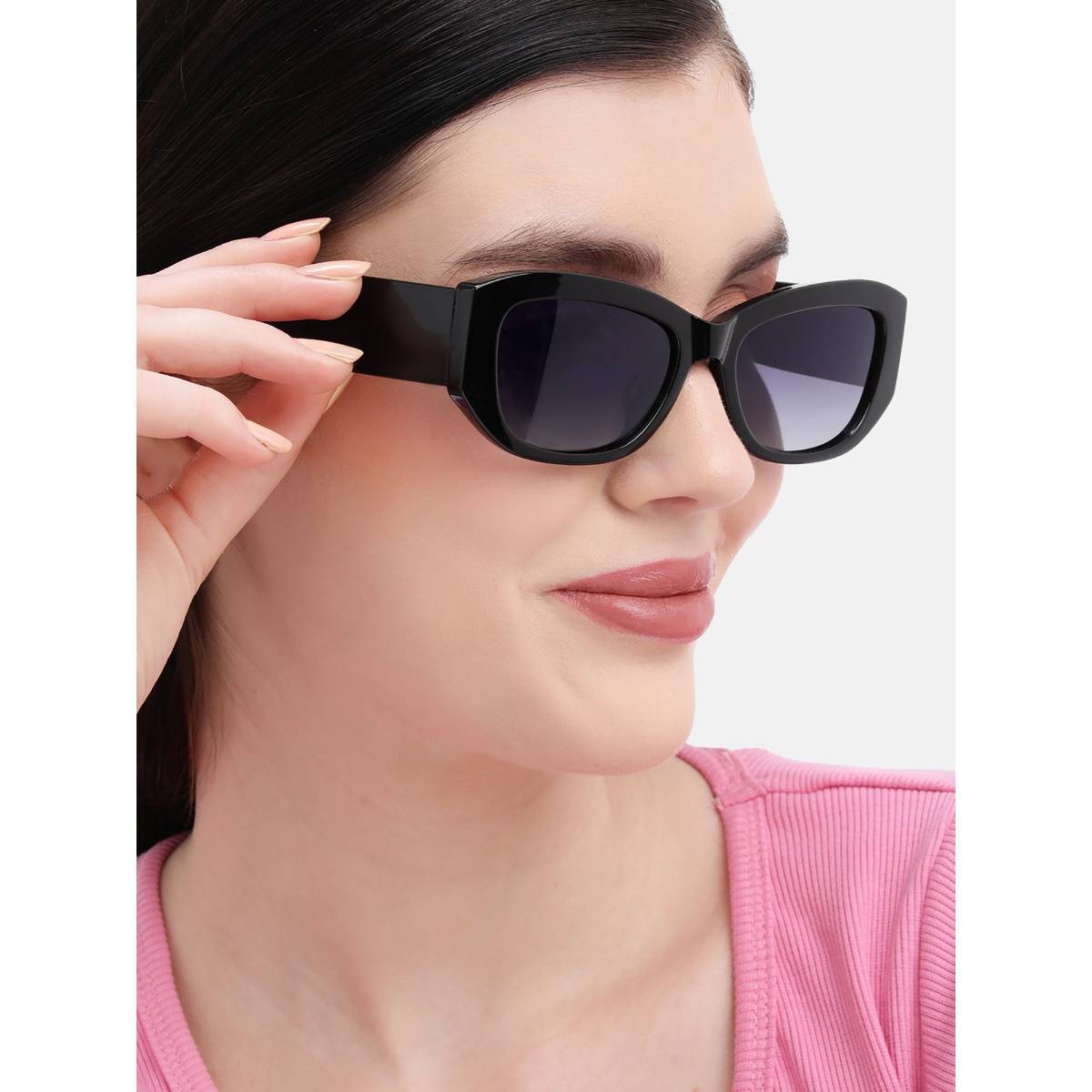 Carlton London Black Toned with Polarised Lens Rectangle Sunglasses (CLSW473)