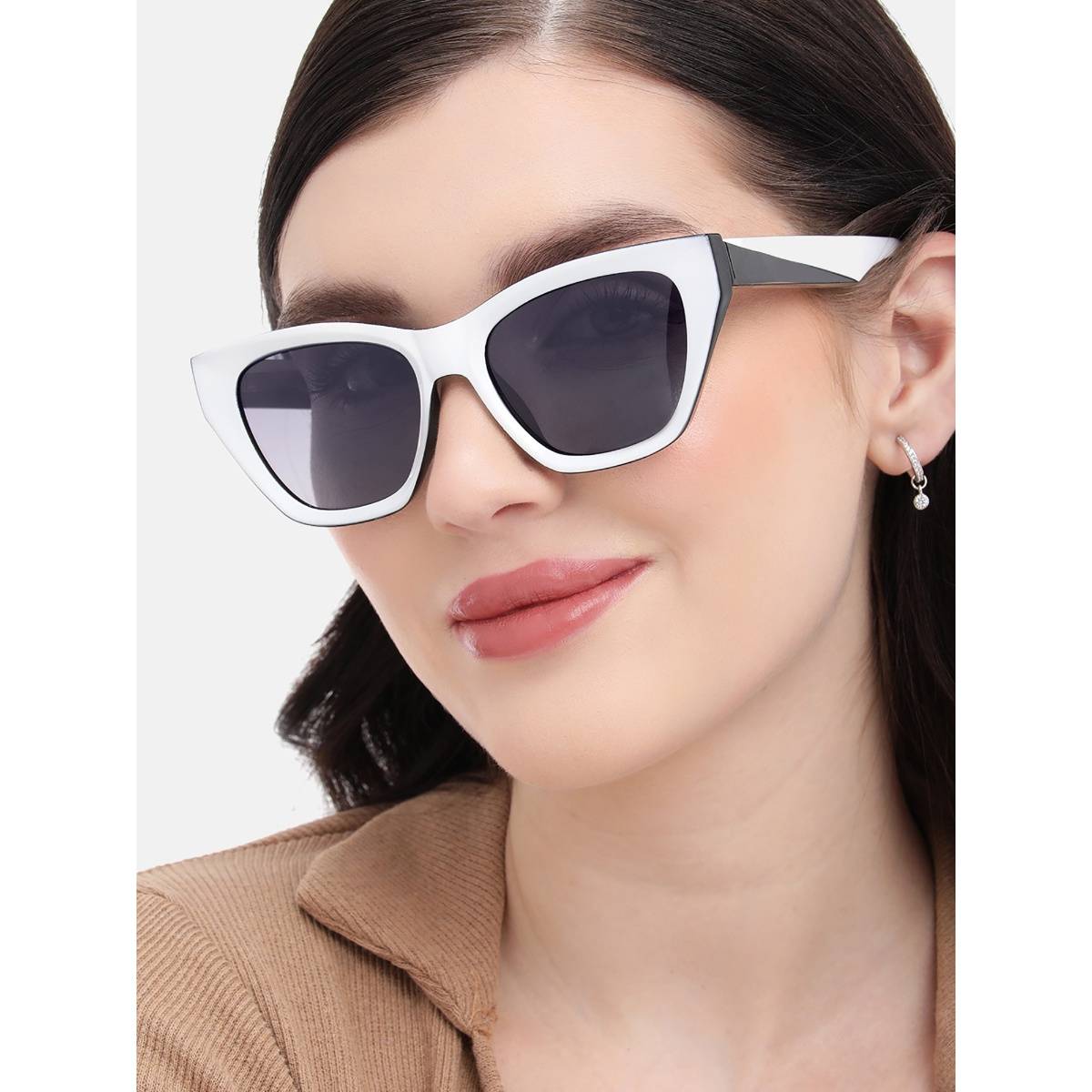 Carlton London White with Polarised Lens Cat Eye Sunglasses (CLSW483)