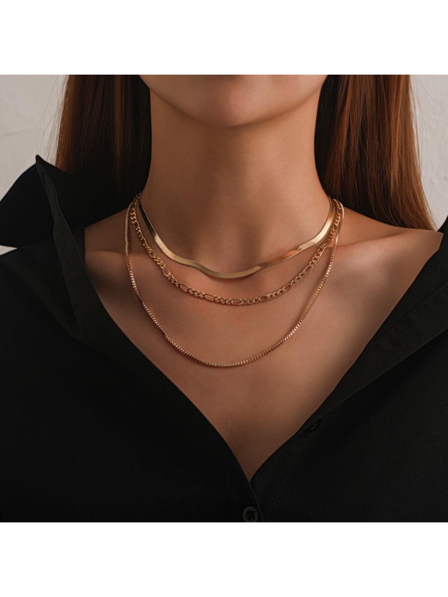 Buy Stol'N Women Gold Alloy Snake Bone Chain Multi-Layer Necklace