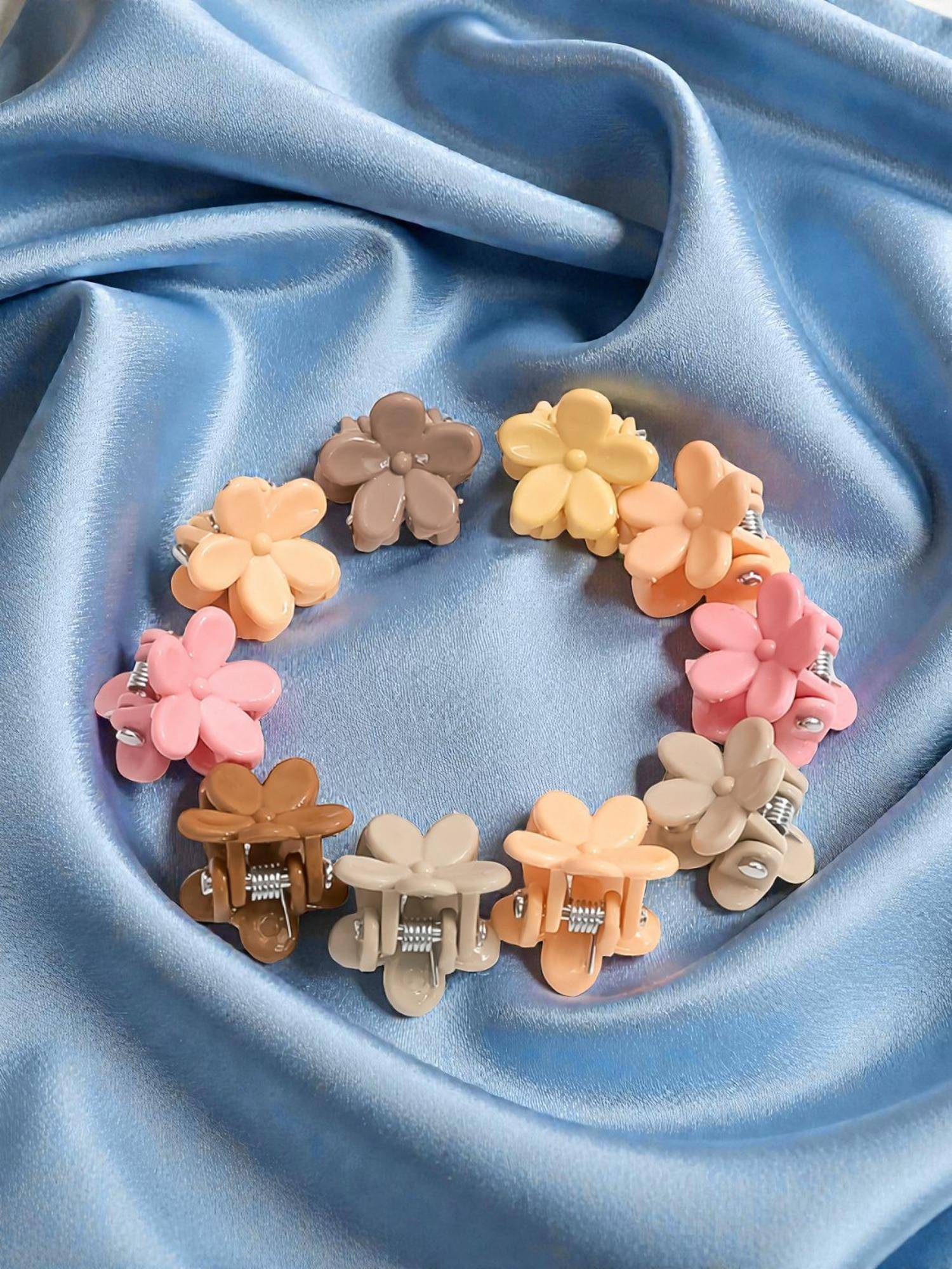 Accessher Women Multi-Color Mini Floral Baby Hair Clips (Pack of 10)