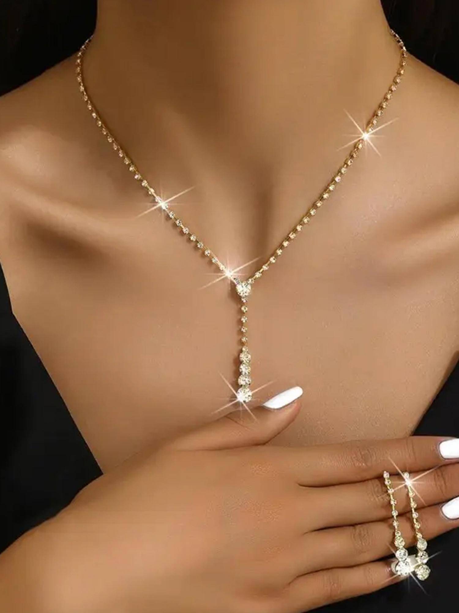 Peora Women White Gold Plated Cz Studded Pendant Style Jewellery Set