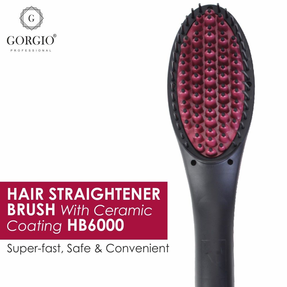 Gorgio Professional Hair Straightener Brush With Ceramic Coating - HB6000:  Buy Gorgio Professional Hair Straightener Brush With Ceramic Coating -  HB6000 Online at Best Price in India | Nykaa