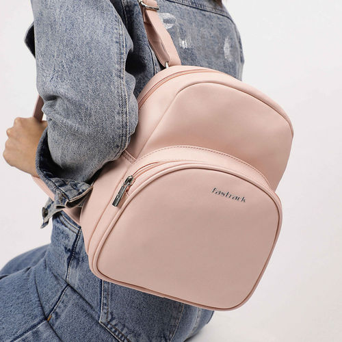 Fastrack Powder Pink Solid College Backpack Bag for Women