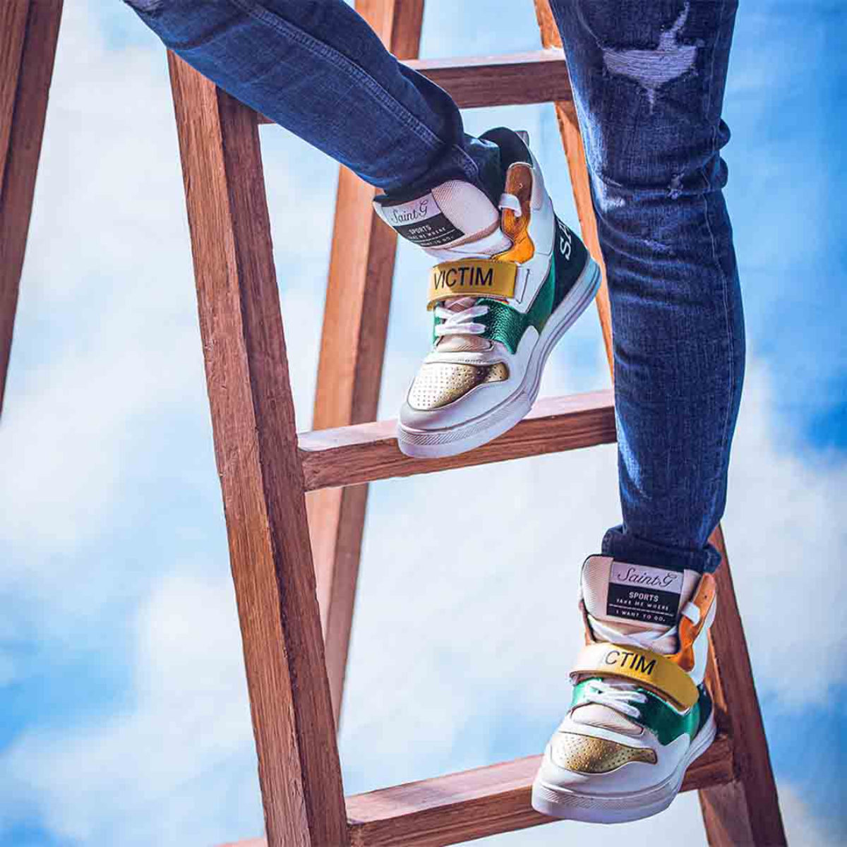 s a o r i n✩.*˚ Buy Saint G Rowan Multi-Color Leather Sneakers Online