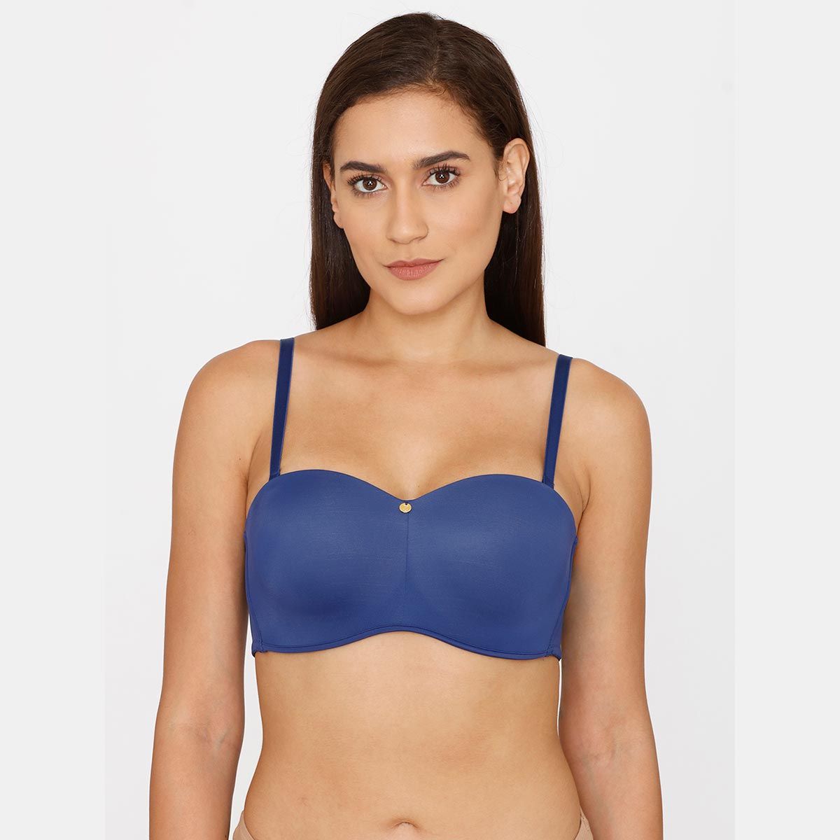 Buy Zivame Innovation Padded Non-Wired 3/4th Coverage Strapless Bra -Blue  Depth online