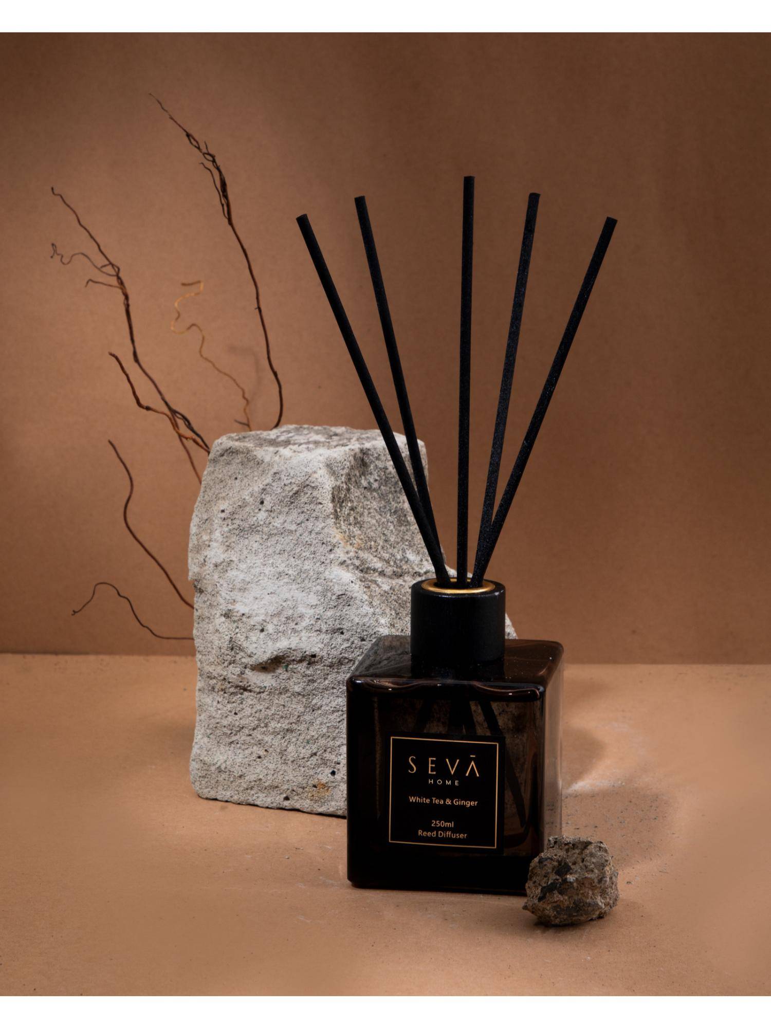 SEVA HOME White Tea Reed Diffuser - 250 ml - Long-Lasting Aroma For Home & Office