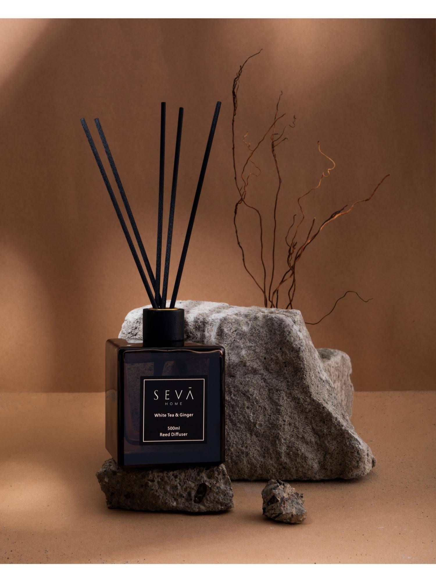 SEVA HOME White Tea Reed Diffuser - 500 ml - Long-Lasting Aroma For Home & Office