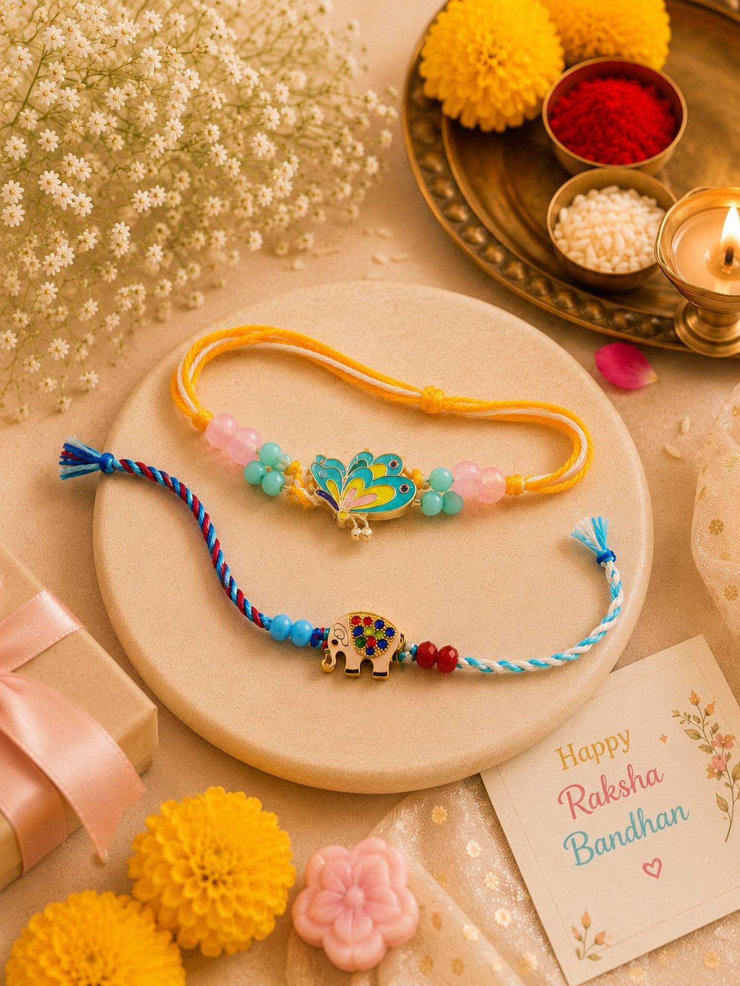 REENISAA Butterfly and Elephant Kids Rakhi