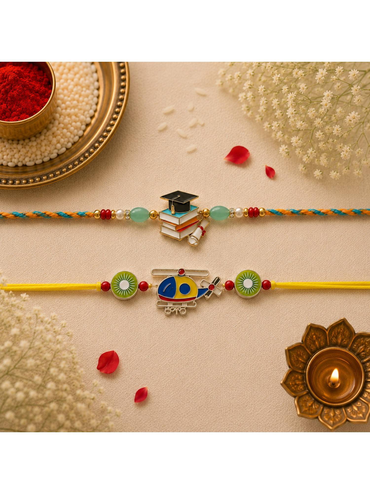 REENISAA Kids Helicopter and Graduation Theme Rakhi