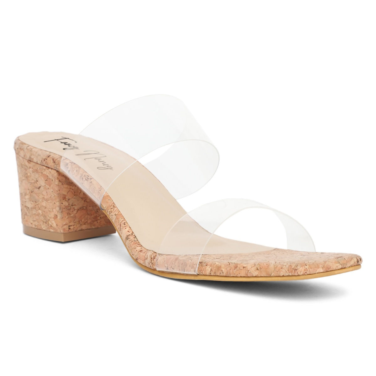 Dapper Feet Twin Strap Cork Heels Nude EURO 36