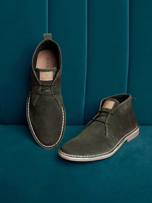 Buy Louis Stitch Green Mid-Top Solid Suede Desert Chukka Boots