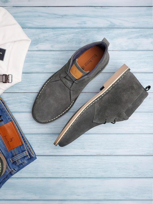 Louis Stitch Grey Mid-Top Solid Suede Desert Chukka Boots (Set of 4)