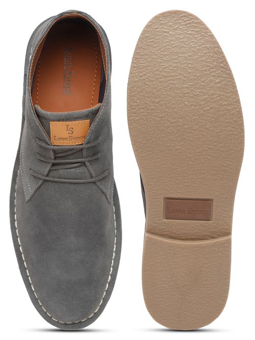Buy Louis Stitch Men Ash Grey Mid Top Block-Heeled Desert Boots Online