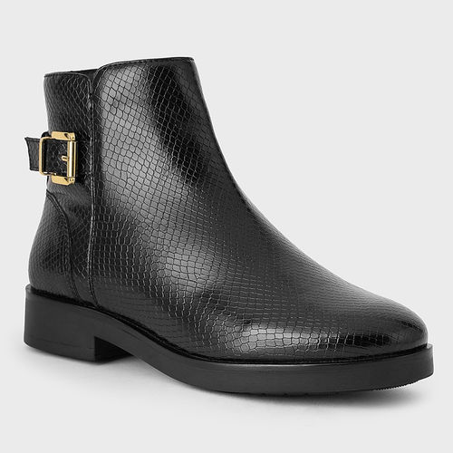 ONEENO Women's Minimalist Leather Ankle Boots - Classic Black Booties, 1" Heel