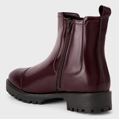 Buy Twenty Dresses by Nykaa Fashion Maroon Patent Round Toe Stitch