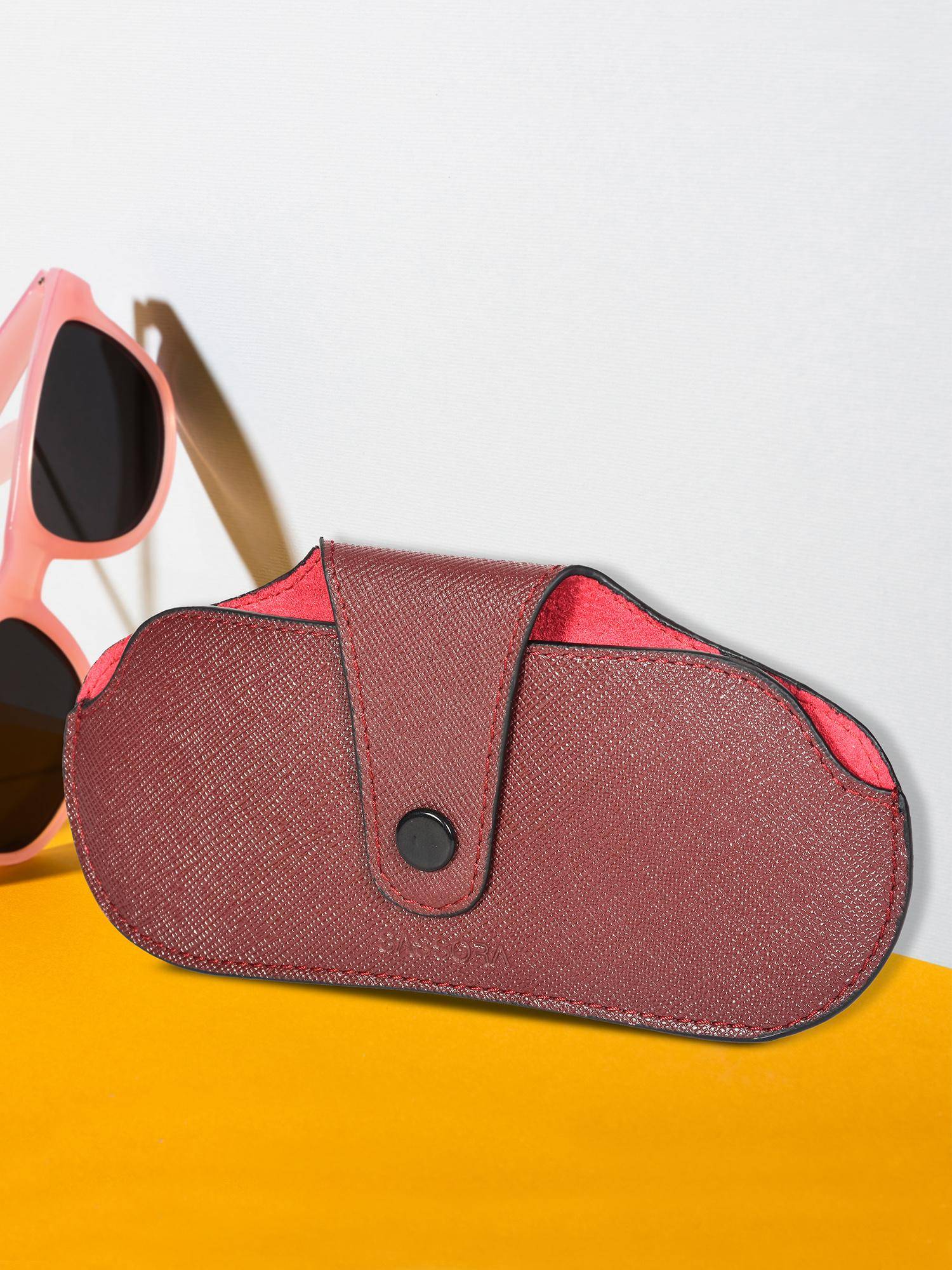 Sassora Genuine Spectacle Leather Maroon Case (S)