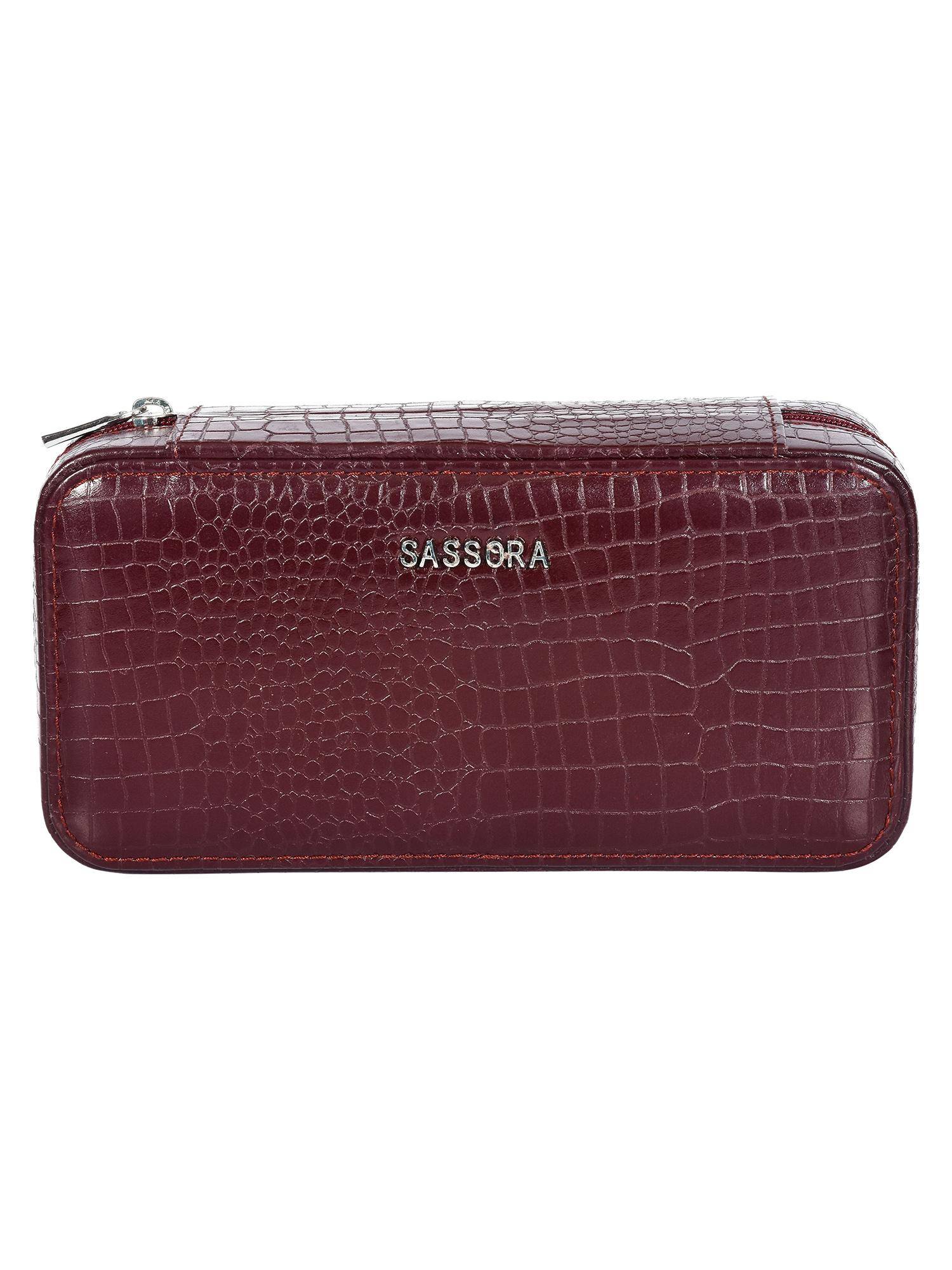 Sassora Maroon 2 Slots Wrist Watch Organiser Box (M)