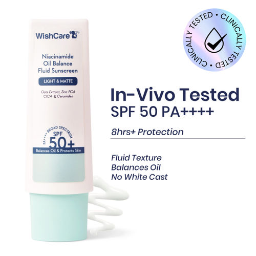Wishcare Niacinamide Oil-Balance Sunscreen SPF50+ PA++++ | In-Vivo Tested | Light & Matte| Oily Skin