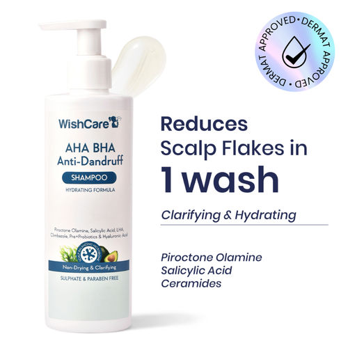 Wishcare Hydrating AHA BHA Anti Dandruff Shampoo - Piroctone Olamine Salicylic Acid LHA Probiotics