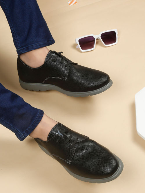 Cantabil Men Black Solid Lace-Up Casual Sneakers