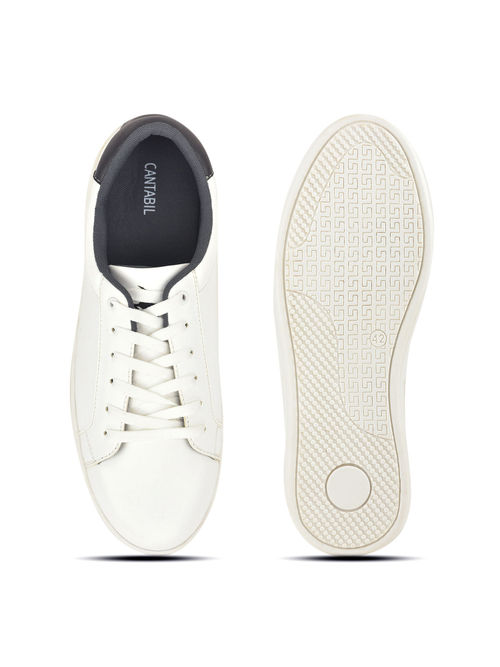 Buy Cantabil Men White Black Solid Lace-Up Casual Sneakers Online