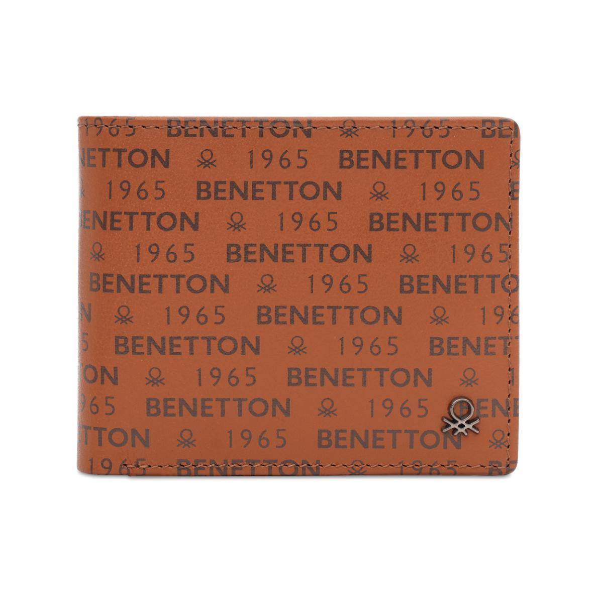 United Colors of Benetton Men Leather Multi Card Coin Wallet - Tan