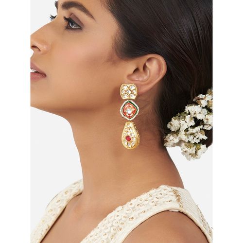 Buy Ahaanya Gold Red Imitation Kundan Polki Lakha Meenakari