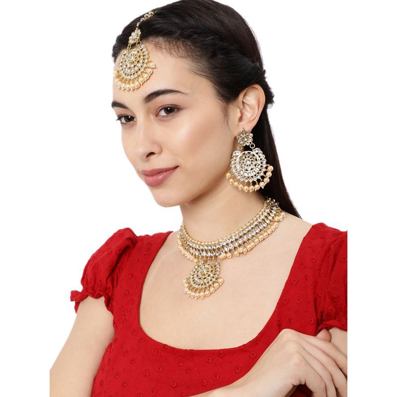 Buy Zaveri Pearls Gold Tone Traditional Kundan And Pearls Necklace