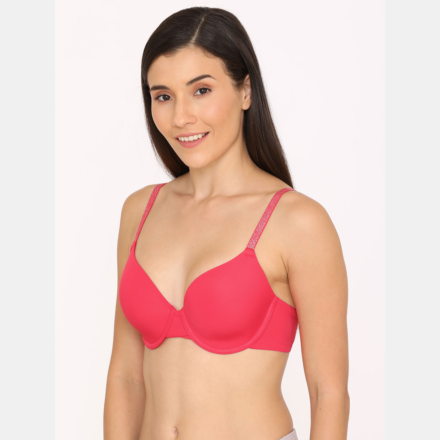 Zivame Glitter Straps Padded Wired 3/4th Coverage TShirt Bra Dark