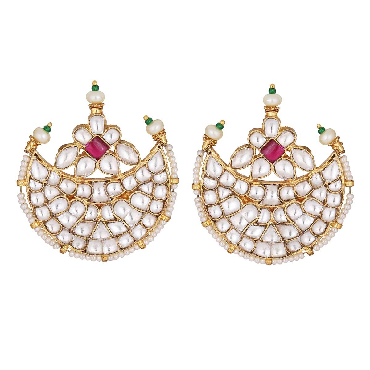 Auraa Trends 22KT Gold Plated Kundan Traditional Pink Earrings