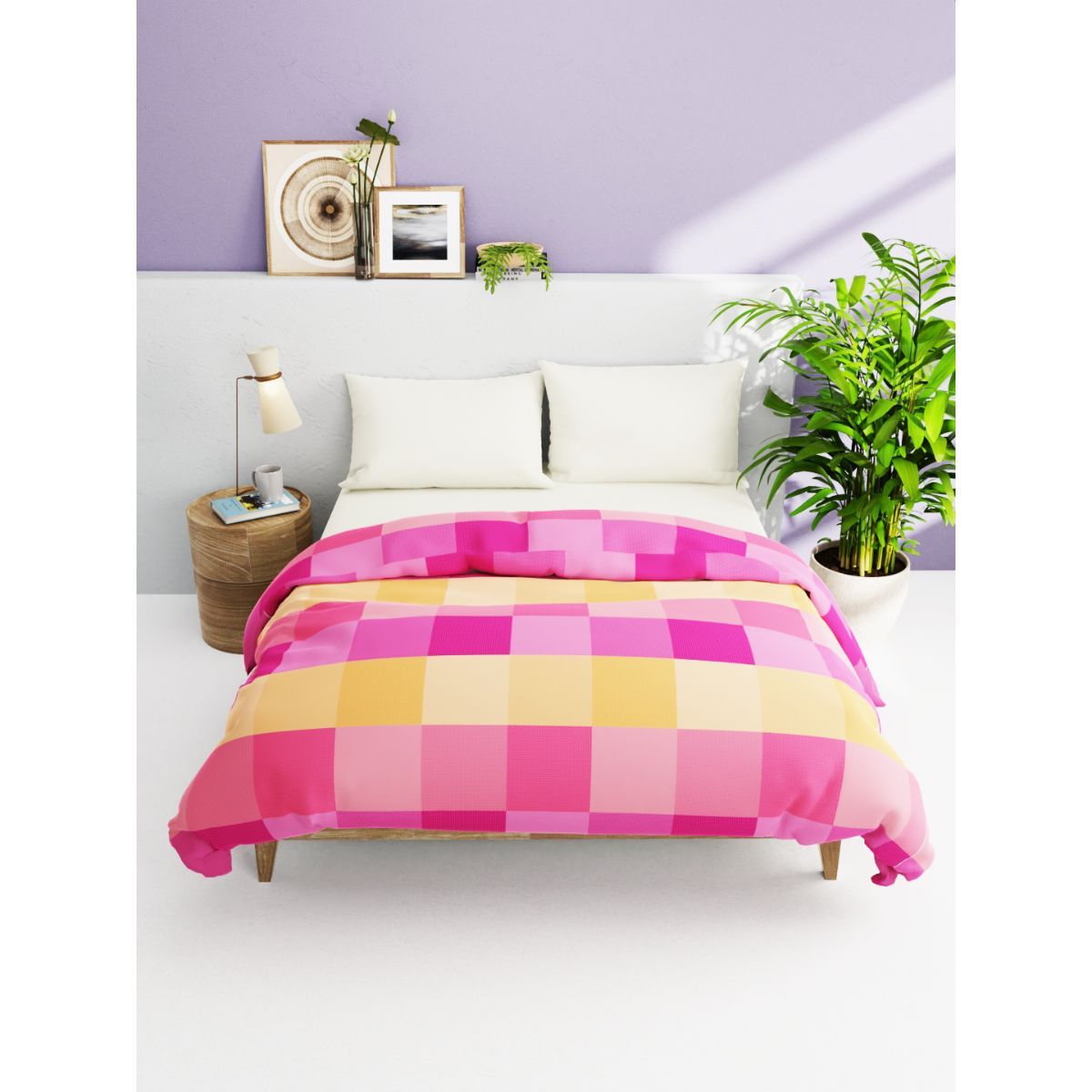 Bianca Natural Cotton Fabric Comforter For All Weather ChecksPink