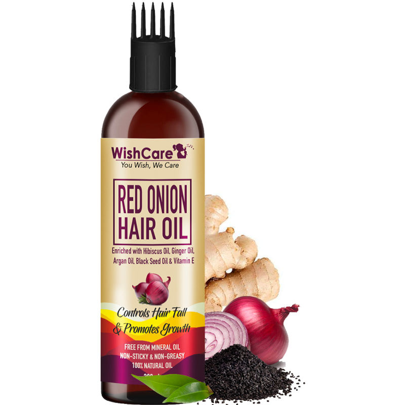 WishCare Red Onion Hair Oil for Hair Growth & Hair Fall Control- Onion Oil  With Deep Root Applicator: Buy WishCare Red Onion Hair Oil for Hair Growth  & Hair Fall Control- Onion