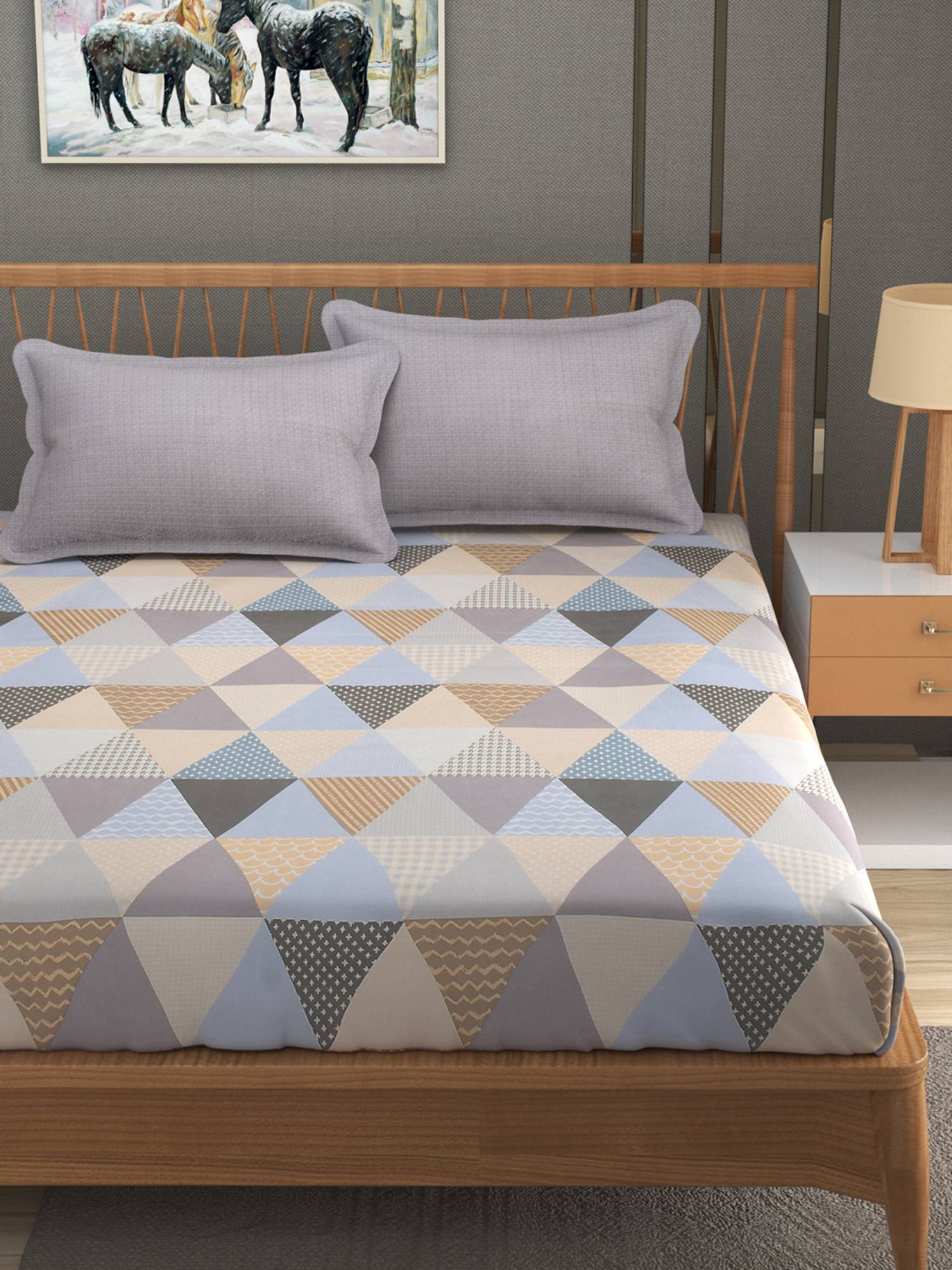 MORADO Glace Cotton King Flat Bedsheet King Size with Pillow Cover-Cream
