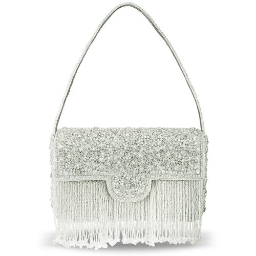 Peora Silver Clutch Purses for Women Stone Studded Handmade Handbags Party  Bridal Clutch (C25S)