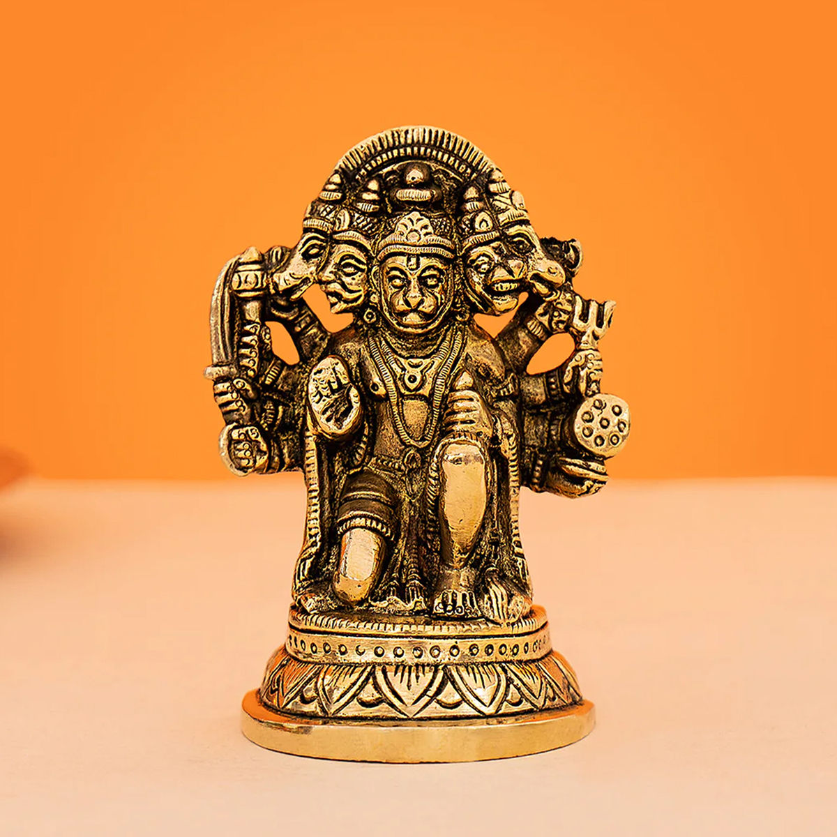 Buy DecorTwist Brass Handcrafted Sitting Panchmukhi Hanuman Idol Online