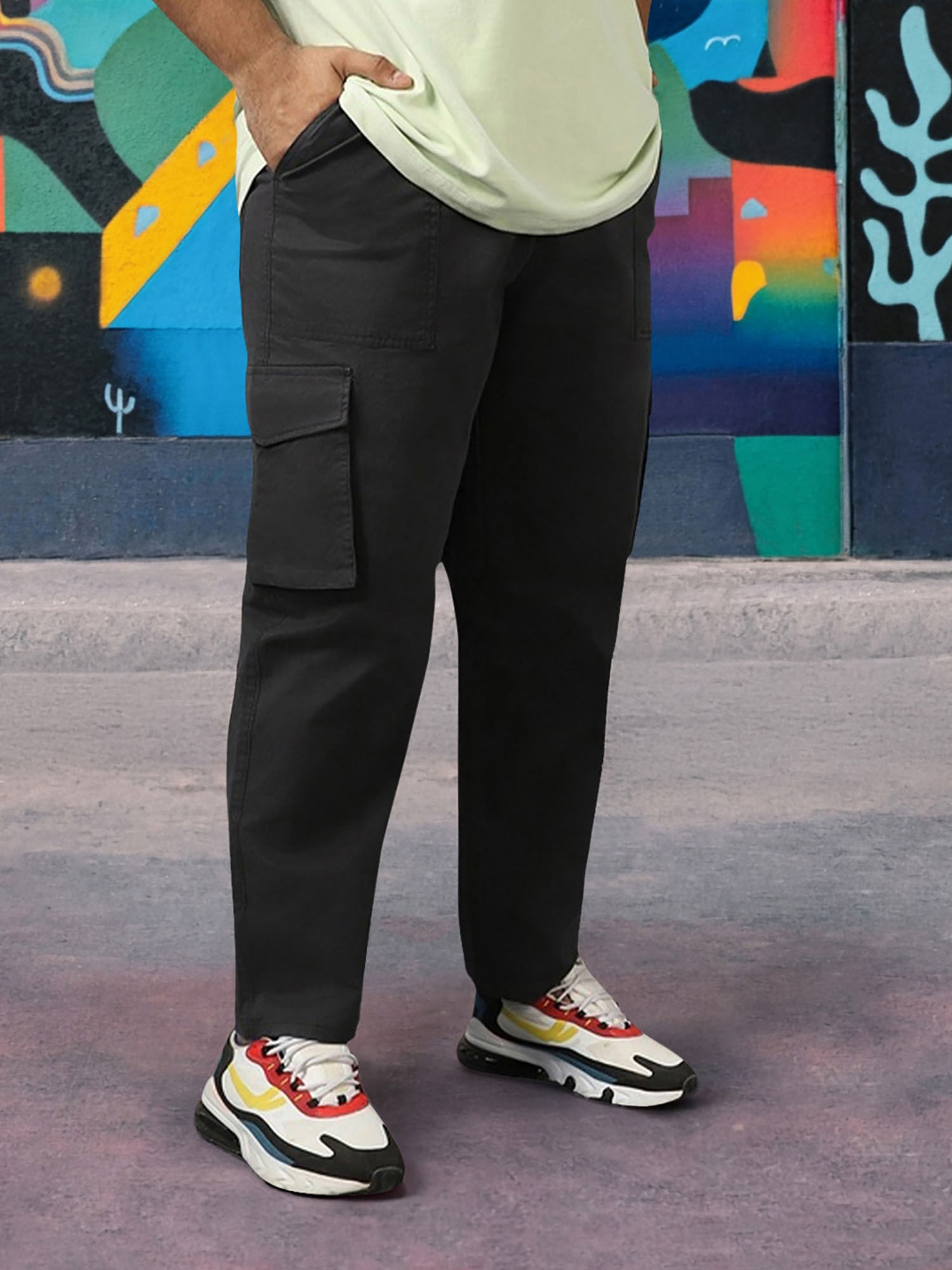 Buy Bewakoof Men's Dark Grey Baggy Oversized Plus Size Cargo Pants