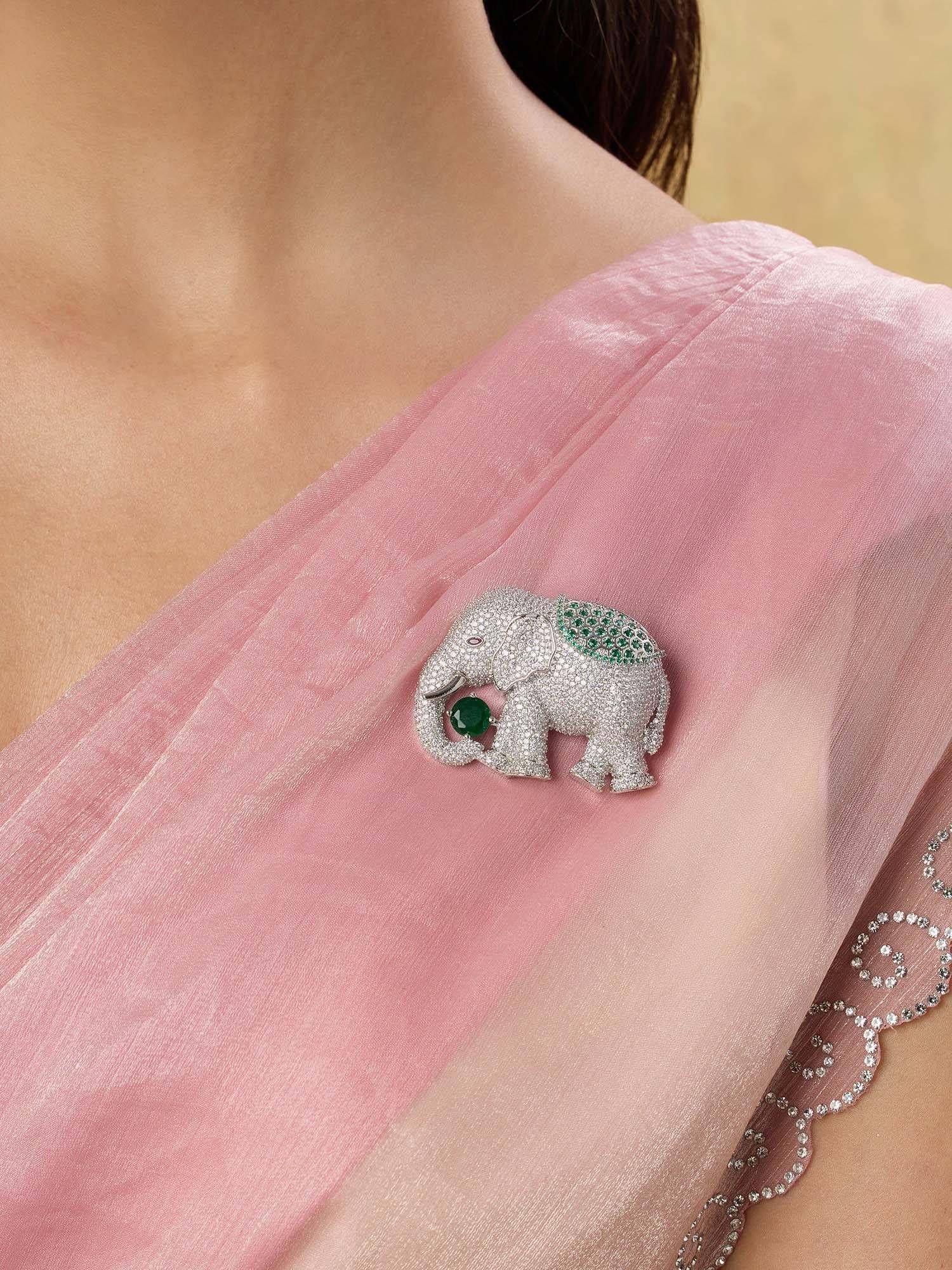 Indinoor Haathi Zircon Brooch