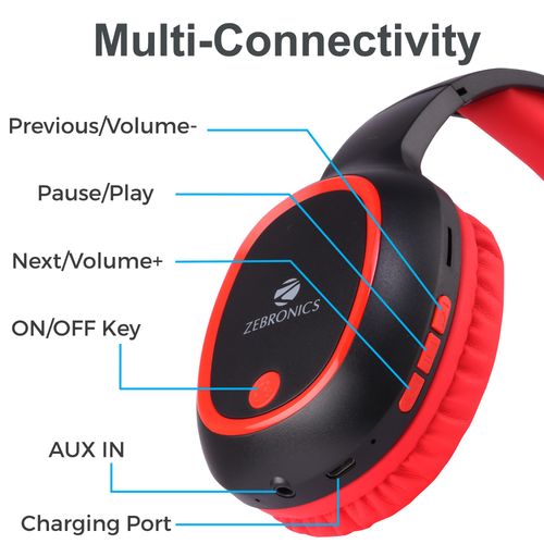 Buy Zebronics Zeb-Thunder Wireless Bluetooth Headphone With Aux